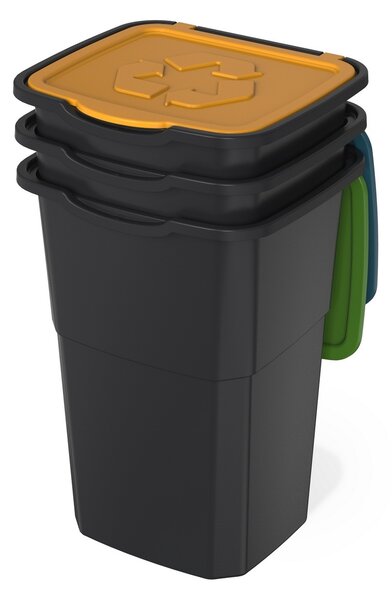 Szemétkosár szelektív hulladékgyűjtésre Eco 3 Master 50 l BLACK, 3 db