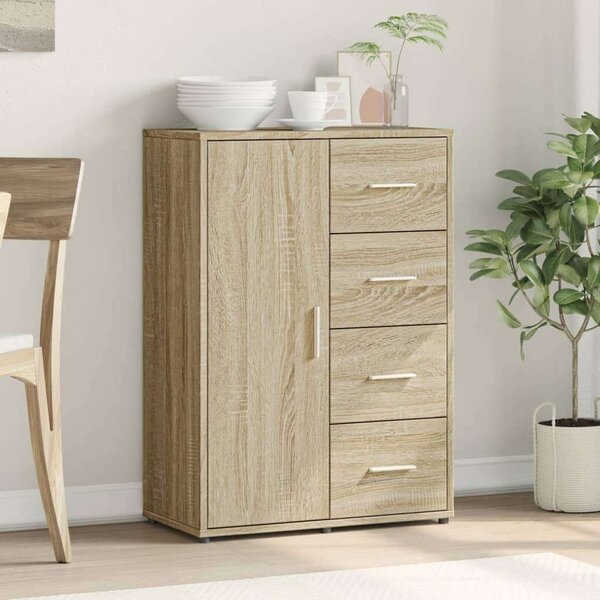 VidaXL Sonoma Tölgy Fa Tálalóasztal - 4 Fiók, Szekrény - 60x31x84 cm