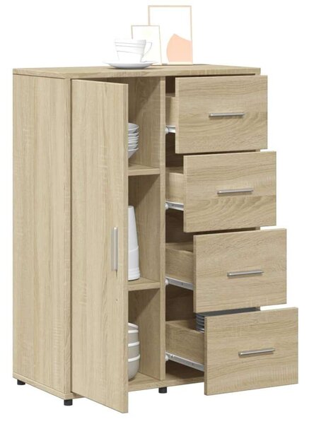 VidaXL Sonoma Tölgy Fa Tálalóasztal - 4 Fiók, Szekrény - 60x31x84 cm