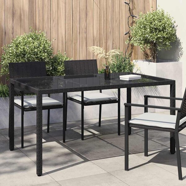 Kerti Asztal Fekete 150 x 90 x 75 cm polirattan