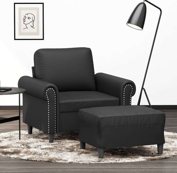 VidaXL fekete műbőr kanapéfotel lábtartóval 60 cm
