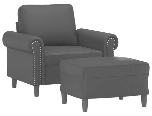 VidaXL fekete műbőr kanapéfotel lábtartóval 60 cm