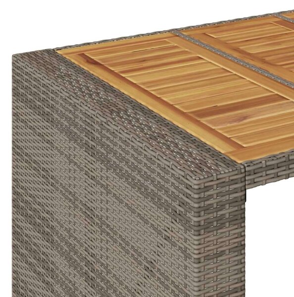 VidaXL szürke polyrattan kerti asztal akácfa lappal 185 x 80 x 110 cm