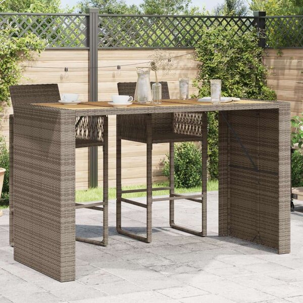 VidaXL szürke polyrattan kerti asztal akácfa lappal 185 x 80 x 110 cm
