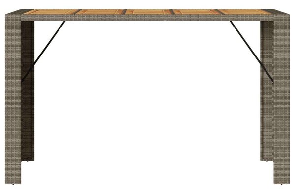 VidaXL szürke polyrattan kerti asztal akácfa lappal 185 x 80 x 110 cm