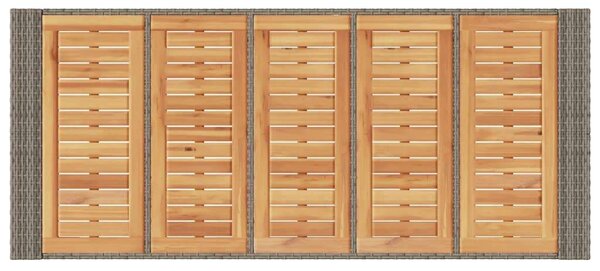 VidaXL szürke polyrattan kerti asztal akácfa lappal 185 x 80 x 110 cm