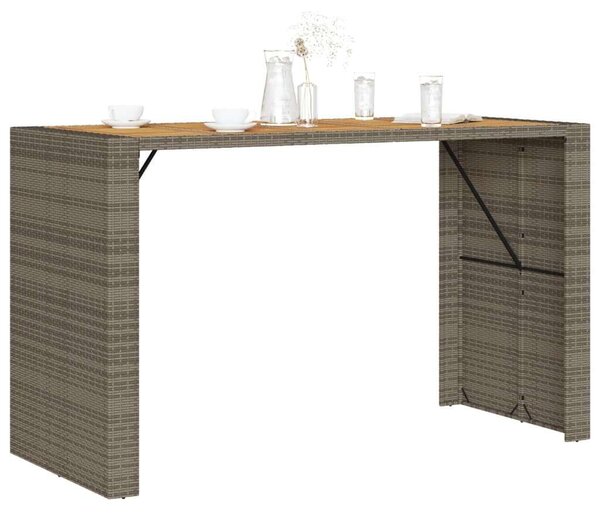 VidaXL szürke polyrattan kerti asztal akácfa lappal 185 x 80 x 110 cm