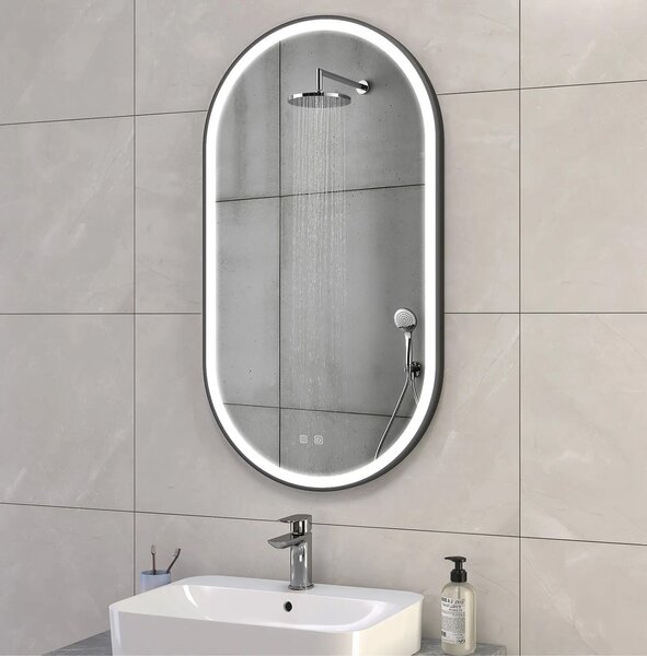 Tükör LED OVL 50x100cm Black