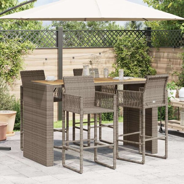 VidaXL szürke polyrattan kerti asztal akácfa lappal 185 x 80 x 110 cm