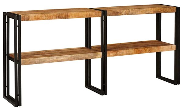 Konzolasztal polcokkal Barna 160 x 33 x 75 cm Tömör Mangófát