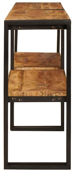 Konzolasztal polcokkal Barna 160 x 33 x 75 cm Tömör Mangófát