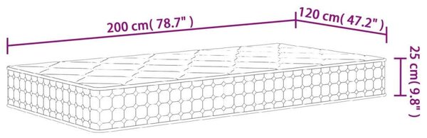 VidaXL Zsebrugós Matrac - Közepes Keménység - 120x200 cm