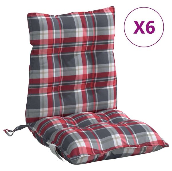 Székpárna szett - 6 db alacsony háttámlás, piros kockás