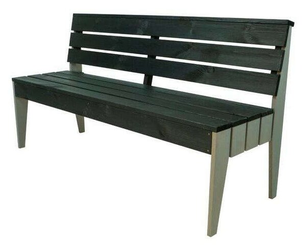 ROJAPLAST Pool Fenyőfa Kerti Pad - 150x50 cm, Fekete/Szürke