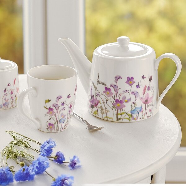 Fehér-lila porcelán teáskanna 1 l Louka – Orion