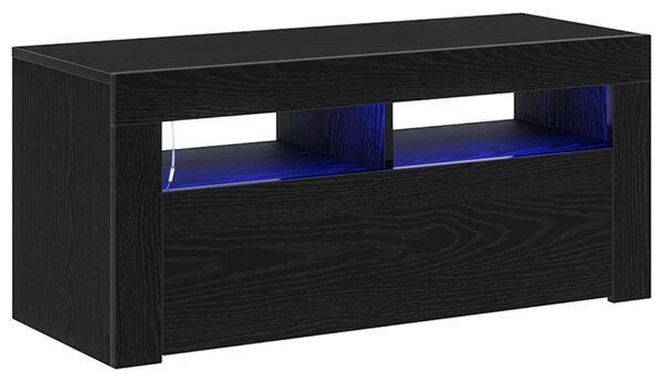 TV szekrény 90 x 35 x 40 cm Fekete tölgy Szerelt Fa