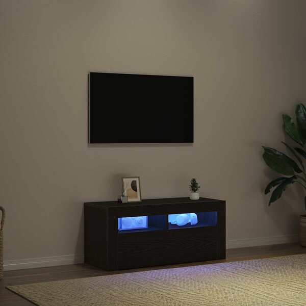 TV szekrény 90 x 35 x 40 cm Fekete tölgy Szerelt Fa