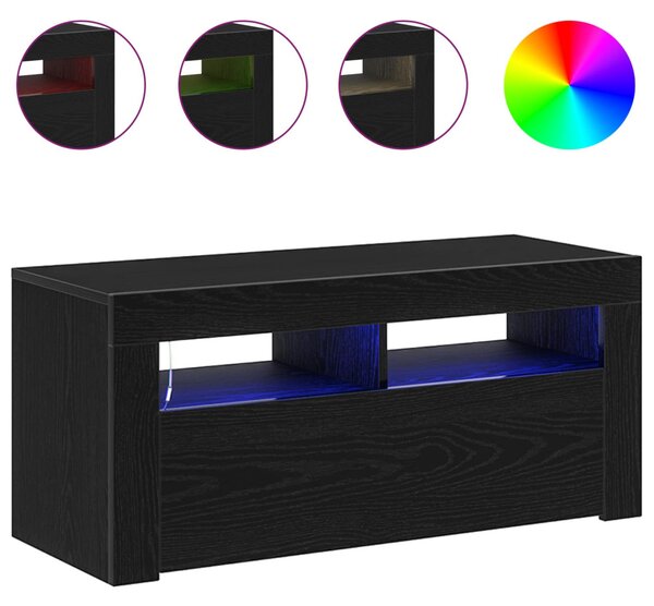 TV szekrény 90 x 35 x 40 cm Fekete tölgy Szerelt Fa