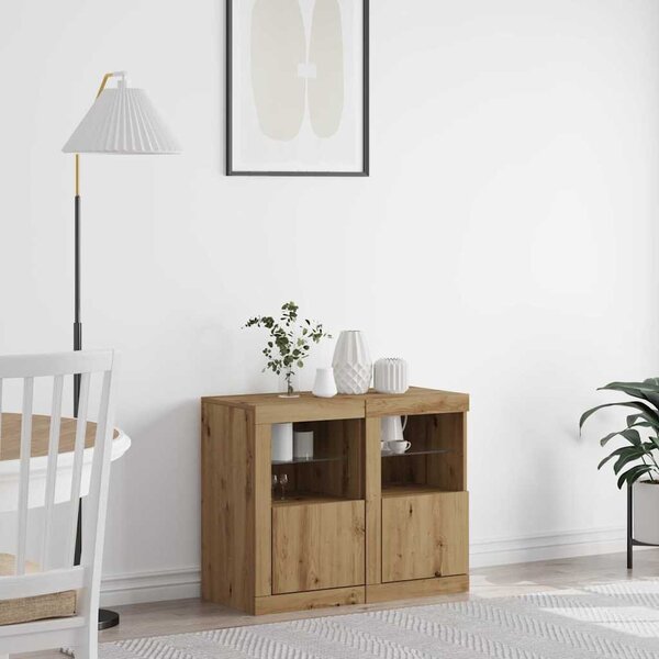 LED tálaló 2 db 41 x 37 x 67 cm Szerelt Fa Artisan tölgy