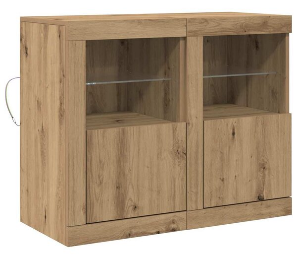 LED tálaló 2 db 41 x 37 x 67 cm Szerelt Fa Artisan tölgy