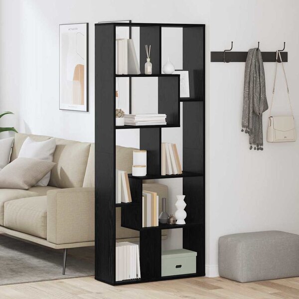 Könyvespolc 8 szintes 67 x 25 x 162 cm Szerelt Fa Fekete tölgy