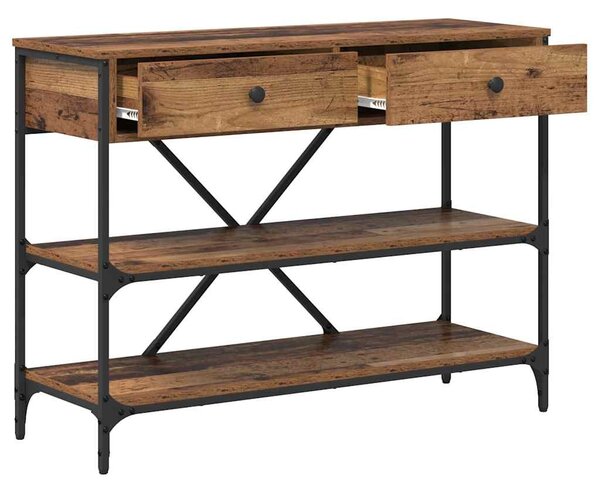 Konzolasztal fiókkal polcokkal Barna 100 x 34,5 x 75 cm faszínű
