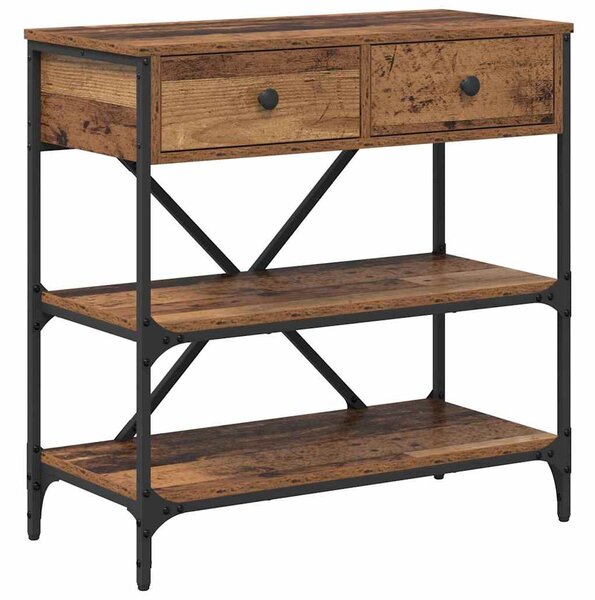 Konzolasztal fiókkal polcokkal Barna 75 x 34,5 x 75 cm faszínű