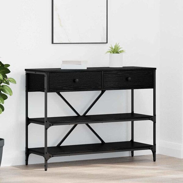 Konzolasztal fiókkal Fekete tölgy 100 x 34,5 x 75 cm faszínű