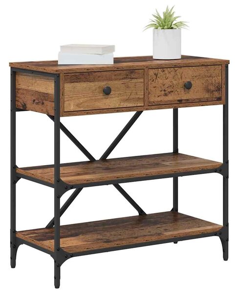 Konzolasztal fiókkal polcokkal Barna 75 x 34,5 x 75 cm faszínű