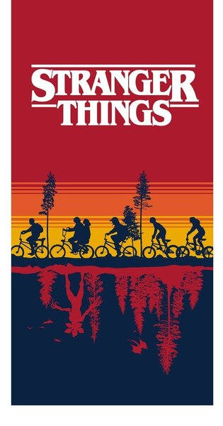 Piros pamut gyerek fürdőlepedő 70x140 cm Stranger Things – Jerry Fabrics