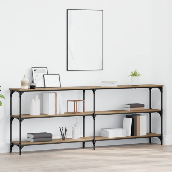 Konzolasztal kézműves tölgy 200 x 29 x 75 cm Mérnöki fa és fém