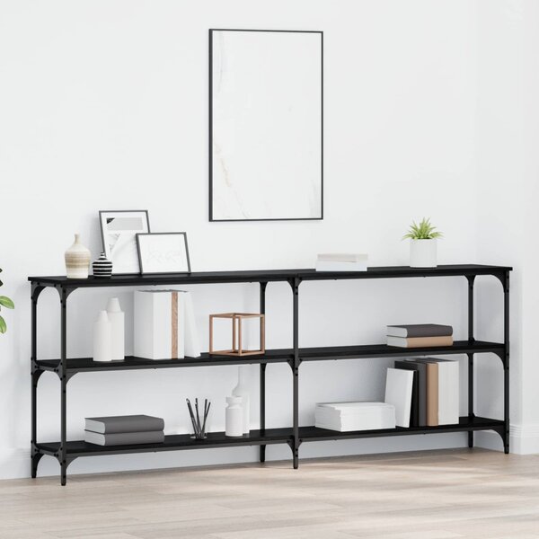 Konzolasztal Musta tammi 200 x 29 x 75 cm Mérnöki fa és fém
