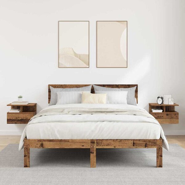Lebegő éjjeliszekrény 2 db Öreg fa 40 x 31 x 28 cm Szerelt Fa