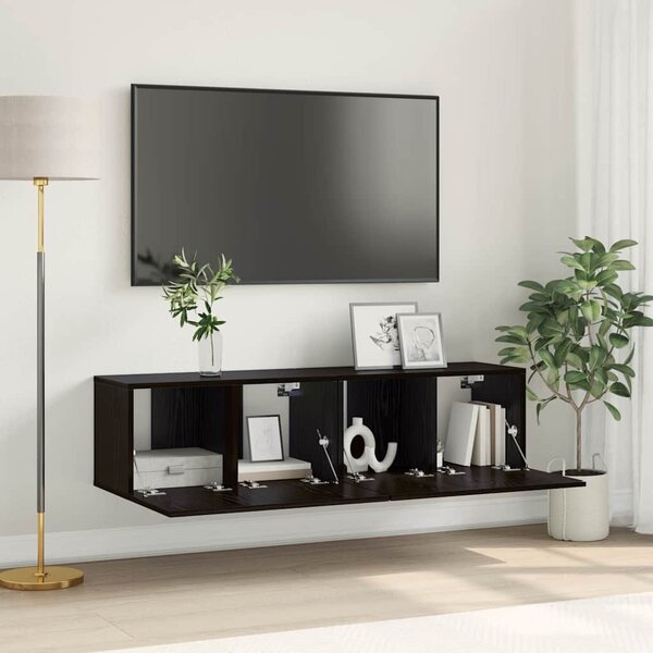 TV szekrény garnitúra 2 db Fekete Szerelt Fa