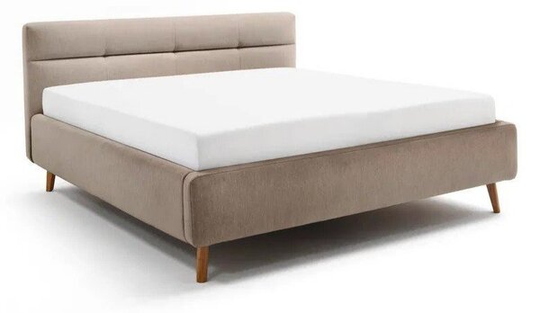 Bézs kárpitozott ágyneműtartós franciaágy ágyráccsal 160x200 cm Lotte – Meise Möbel