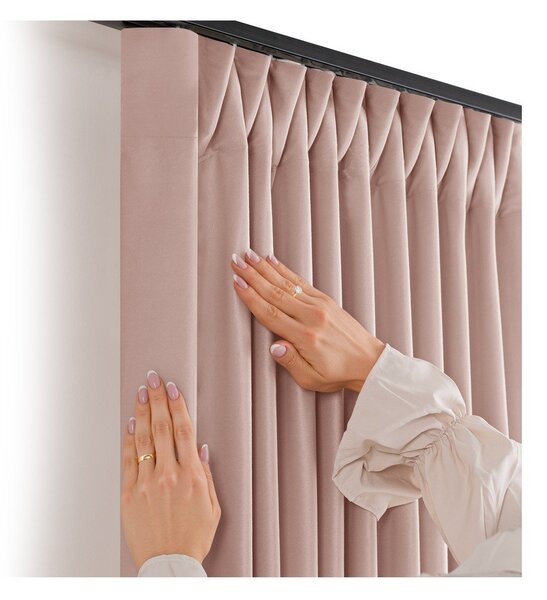 Világos rózsaszín bársony dimout (részleges sötétítő) függöny 140x250 cm Velto – Filumi