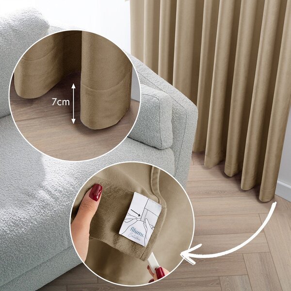 Bézs bársony dimout (részleges sötétítő) függöny 140x250 cm Velto – Filumi