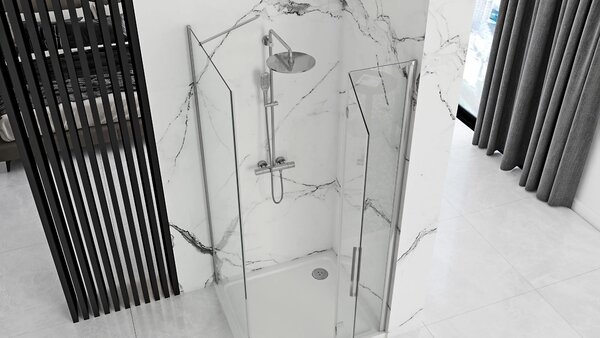Rea Molier, zuhanykabin 90 (ajtó) x 90 (fal) x 190 cm, 6mm átlátszó üveg, króm profil, KPL-K0539