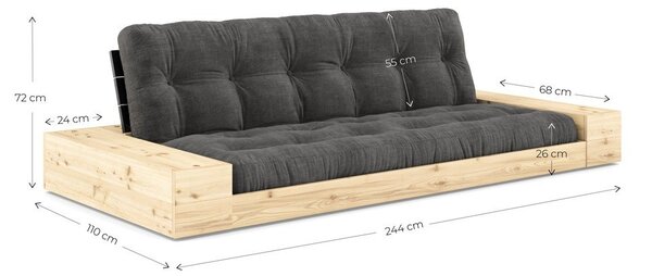 Szürke kinyitható kanapé 244 cm Base – Karup Design