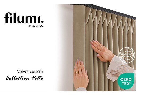 Bézs bársony dimout (részleges sötétítő) függöny 140x250 cm Velto – Filumi