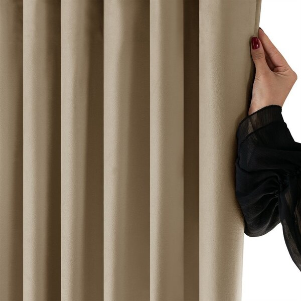 Bézs bársony dimout (részleges sötétítő) függöny 140x250 cm Velto – Filumi