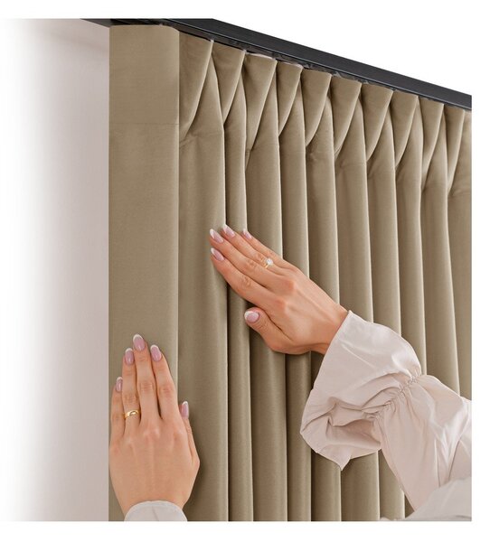 Bézs bársony dimout (részleges sötétítő) függöny 140x250 cm Velto – Filumi