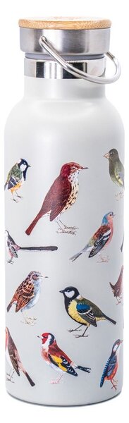Fehér rozsdamentes acél utazó ivópalack 425 ml Vintage Birds – Sass & Belle