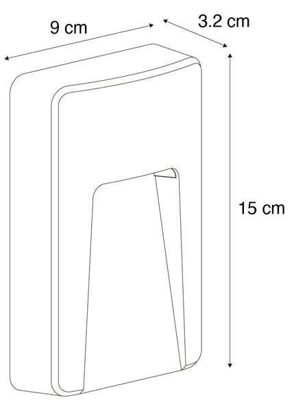 2 db fekete téglalap alakú kültéri fali lámpa szett, LED-del, IP65 - Gem