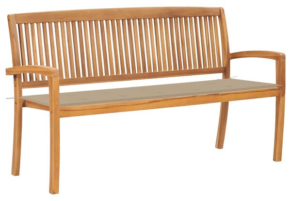 Tömör tíkfa rakásolható kerti pad párnával 159 cm