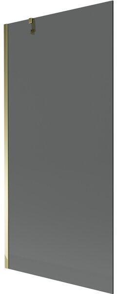 Mexen Next, kádparaván 1 szárny 90 x 150 cm, fix szárny, 6 mm szürke üveg, arany profil, 895-090-000-00-40-50