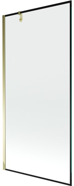 Mexen Next, kádparaván 1 szárny 90 x 150 cm, fix szárny, 6 mm átlátszó üveg fekete mintával, arany profil, 895-090-000-00-70-50
