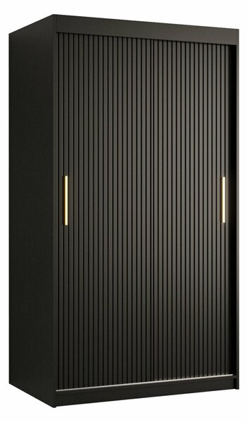 Gardróbszekrény Anulio, Laminált forgácslap, Közepes sűrűségű farostlemez, 200x100x62cm, Fekete
