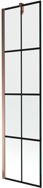 Mexen Next, kádparaván 1 szárny 50 x 150 cm, fix szárny, 6 mm átlátszó üveg fekete mintával, rózsa arany profil, 895-050-000-00-77-60