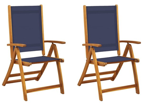 2 db-os összecsukható szék tömör akácfából és textilénből